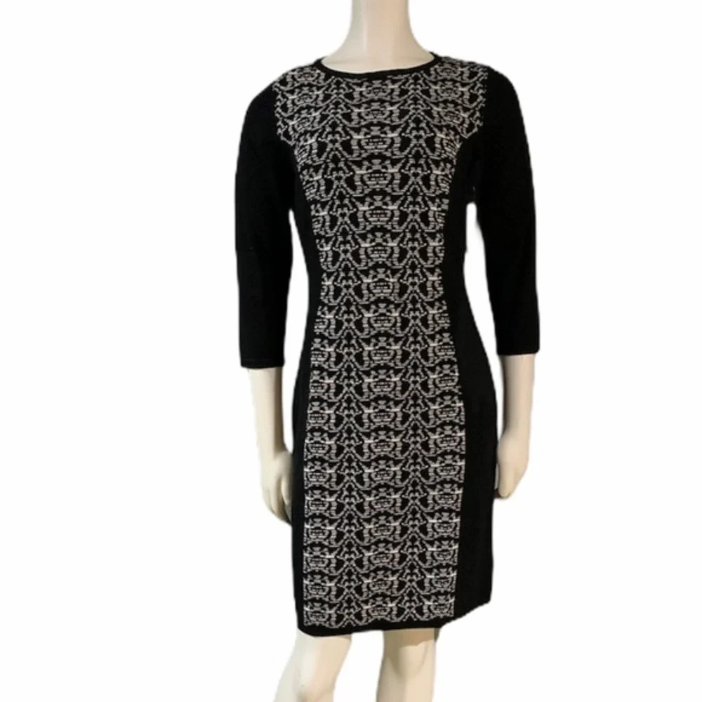Nine‎ West Sweater Black Long Sleeve Knit Dress Size M - NEW